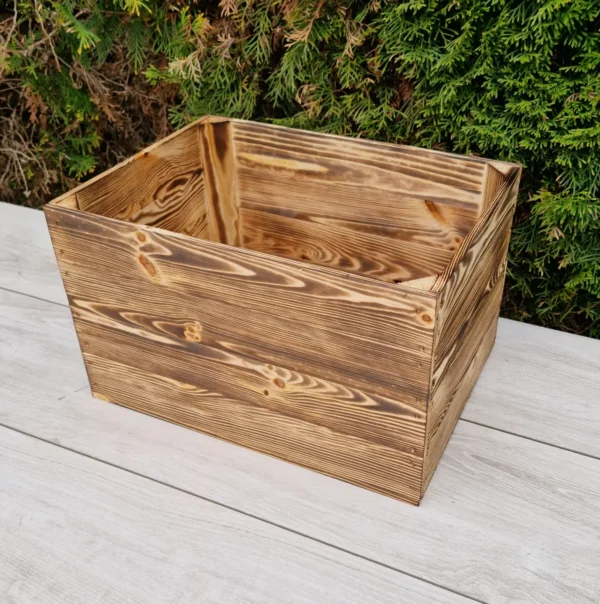 Cassetta in legno 40x30x24 cm – effetto bruciato – stoccaggio e decorazione – Cassainlegno