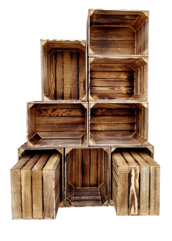 Cassetta in legno 40×30×24 cm – effetto bruciato – stoccaggio e decorazione – Cassainlegno