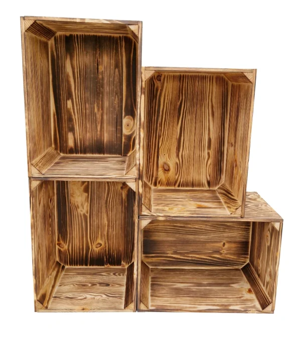 Cassetta in legno 40x30x24 cm – effetto bruciato – stoccaggio e decorazione – Cassainlegno