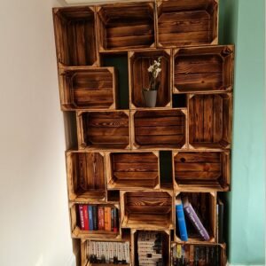 Cassetta in legno 35×25×19 cm – effetto bruciato – stoccaggio e decorazione – Cassainlegno