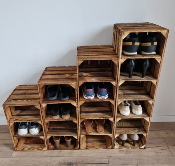 Scarpiera in legno – finitura naturale o effetto bruciato – Cassainlegno