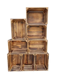 Cassetta in legno 35×25×19 cm – effetto bruciato – stoccaggio e decorazione – Cassainlegno