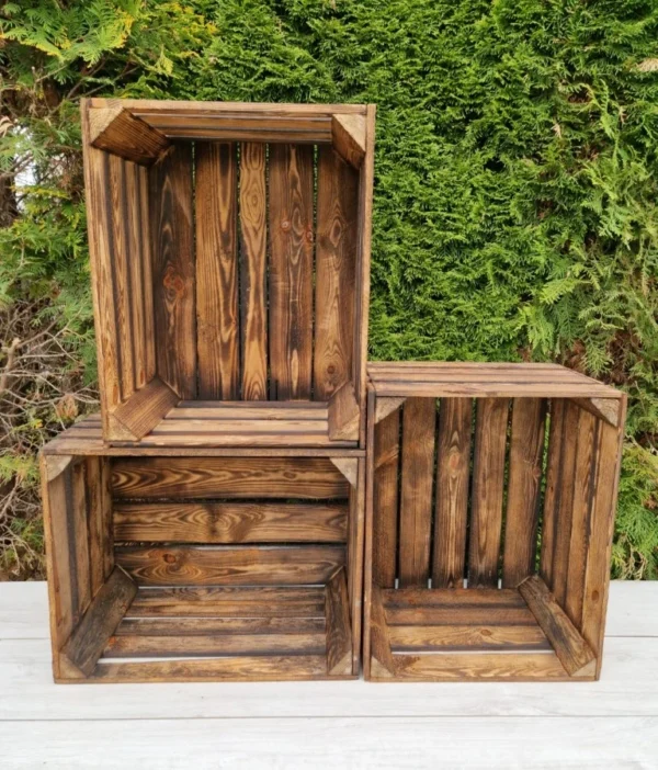 Cassetta in legno 50×40×30 cm – effetto bruciato – stoccaggio e decorazione – Cassainlegno