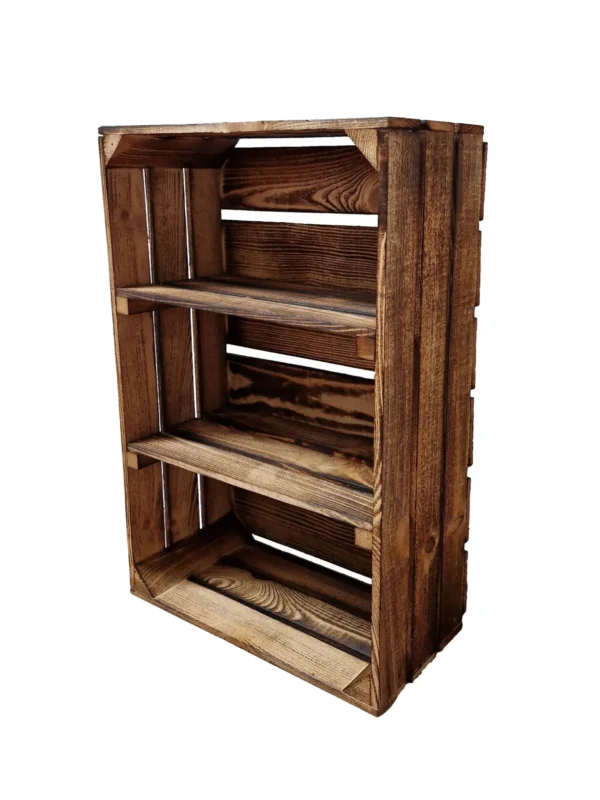 Cassetta in legno 60x40x20 cm – finitura naturale o effetto bruciato – stoccaggio e decorazione – Cassainlegno