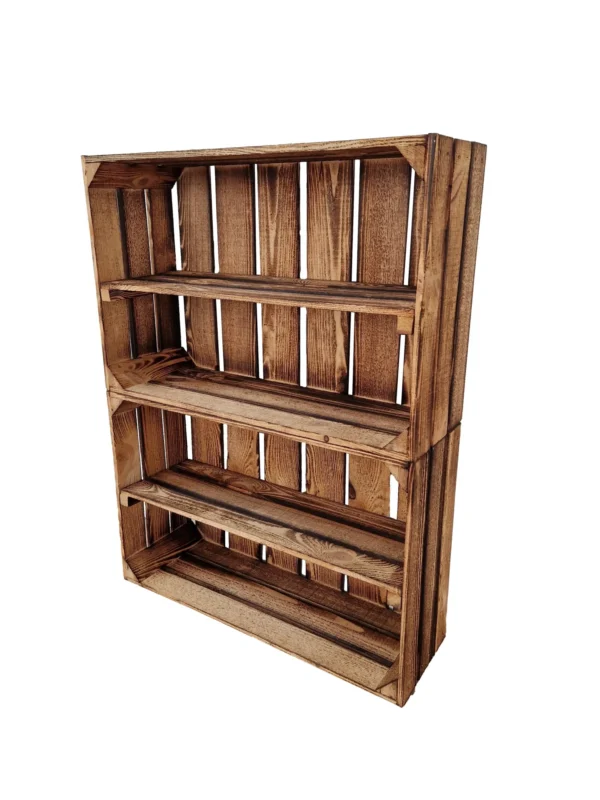 Scaffale in legno lungo 60x40x20 cm – effetto bruciato – Cassainlegno