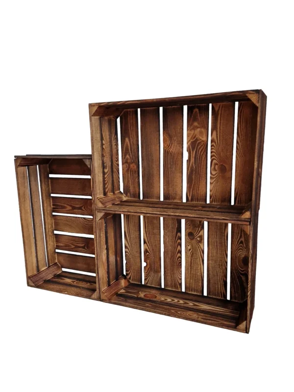 Cassetta in legno 60x40x20 cm – finitura naturale o effetto bruciato – stoccaggio e decorazione – Cassainlegno