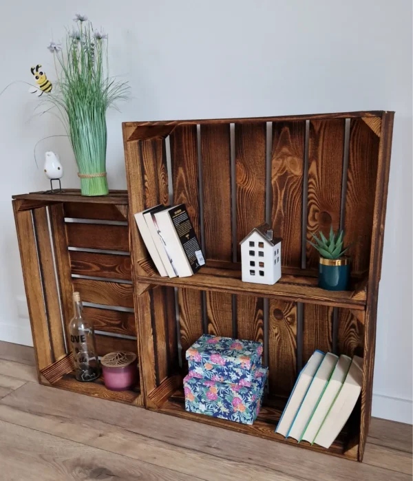 Cassetta in legno 60x40x20 cm – finitura naturale o effetto bruciato – stoccaggio e decorazione – Cassainlegno