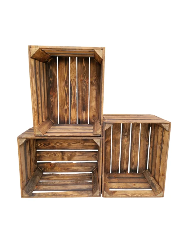 Cassetta in legno 50×40×30 cm – effetto bruciato – stoccaggio e decorazione – Cassainlegno