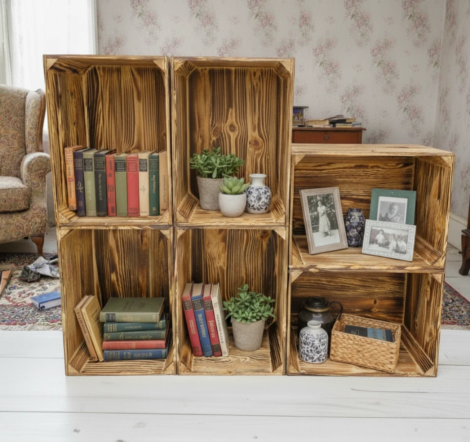 Cassette in legno 40×30×24 cm per stoccaggio e trasporto